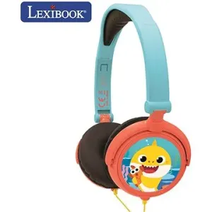 Lexibook Baby Shark Stereo skladacie drôtové slúchadlá s bezpečnou hlasitosťou pre deti