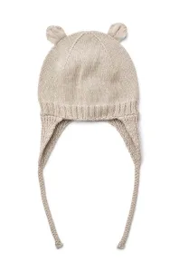 Detská bavlnená čiapočka Liewood béžová farba biela, z tenkej pleteniny, bavlnená