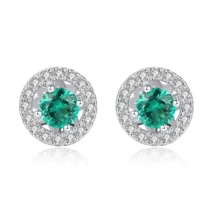 Linda's Jewelry Strieborné napichovacie náušnice Emerald Magnolia Ag 925/1000 IN305