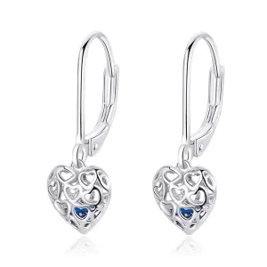 Linda's Jewelry Strieborné náušnice Visiace Double Love Srdce Ag 925/1000 IN089