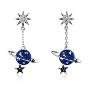 Linda's Jewelry Strieborné náušnice Visiace Mesiac a Hviezdy Ag 925/1000 IN176