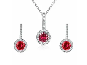 Linda's Jewelry Zvýhodnená sada šperkov Červený Kvietok Ag 925/1000 IS083