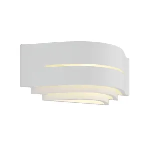 Sadrová nástenná lampa Amran, biela/3 stupne/pásik