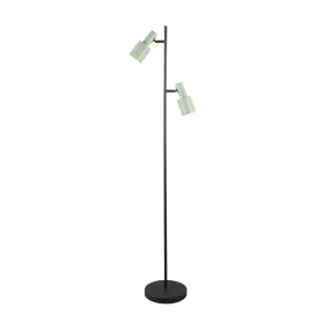 Stojacia lampa Lindby Ovelia, zelená/čierna