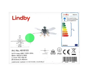 Lindby Lindby - Stropný látor so svetlom CEDRIK 5xE14/40W/230V