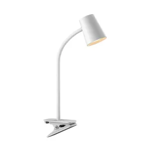 Stolná lampa Lindby Ailina LED, objímková základňa, biela
