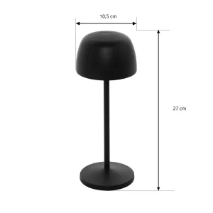Nabíjateľná stolová lampa Lindby LED Arietty, čierna, sada 3 ks