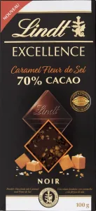 Lindt Excellence horká čokoláda s chrumkavými kúskami karamelu a morskou soľou 100 g