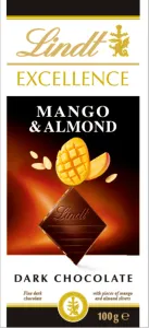 Lindt Excellence horká čokoláda s kúskami mandlí a mangom 100 g