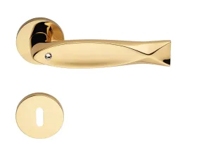 Kľučka na dvere LI - FISH CRYSTAL 700 - R 025 ZLL - zlatá lesklá - pozlátená (OZ) | MP-KOVANIA.sk