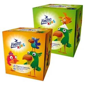 LINTEO Kids Papierové vreckovky 2-vrstvové BOX 80 kusov