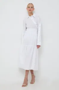 Bavlnená sukňa Liu Jo biela farba, midi, áčkový strih #8521366