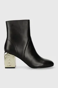 Kožené členkové topánky Liu Jo SARA 01 dámske, čierna farba, na podpätku, SF3059P010222222