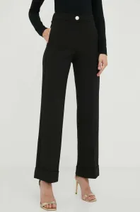 Nohavice Liu Jo dámske, čierna farba, rovné, vysoký pás #8922083