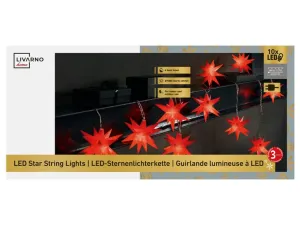 LIVARNO home Svetelná LED reťaz s 3D svietiacimi hviezdami (červená)
