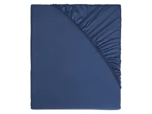 LIVARNO home Napínacia plachta z bavlneného saténu, 90 – 100 x 200 cm (navy modrá)