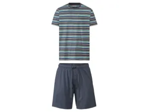 LIVERGY® Pánske krátke pyžamo (S (44/46), pruhy/navy modrá)