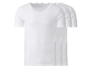 LIVERGY® Pánske tričká z jemnej rebrovitej pleteniny, 3 kusy (S, biela, výstrih v tvare „V“)