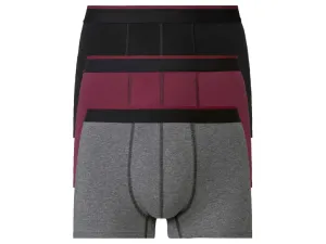LIVERGY® Pánske boxerky, 3 kusy (S, čierna/bordová/sivá)