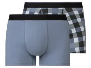 LIVERGY® Pánske boxerky, 2 kusy (L, károvaná/modrá)