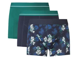 LIVERGY® Pánske boxerky, 3 kusy (S, navy modrá/zelená/modrá)