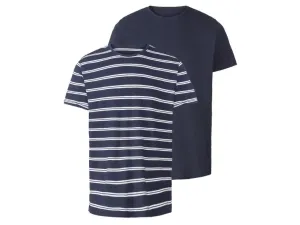 LIVERGY® Pánske bavlnené tričko, 2 kusy (M (48/50), námornícka modrá/biele pruhy)