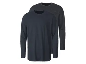 LIVERGY® Pánske tričko s dlhým rukávom, 2 kusy (XXL (60/62), navy modrá)