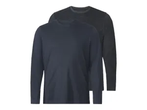 LIVERGY® Pánske tričko s dlhým rukávom XXL, 2 kusy (3XL (64/66), navy modrá)