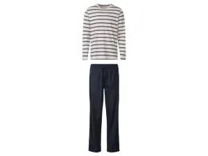 LIVERGY® Pánske pyžamo (S (44/46), pruhy/sivá/námornícka modrá)