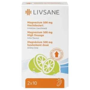 LIVSANE Magnézium 500 mg šumivé tablety, Lime, vysoká dávka, 1x20 ks