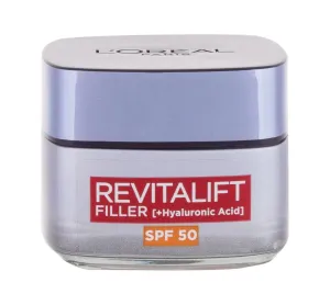 L'Oréal Paris Revitalift Filler HA SPF50 50 ml denný pleťový krém na veľmi suchú pleť; proti vráskam; spevnenie a lifting pleti; na dehydratovanu pleť