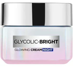 L'Oréal Paris Glycolic-Bright Glowing Cream Night 50 ml nočný pleťový krém pre ženy na pigmentové škvrny; na rozjasnenie pleti