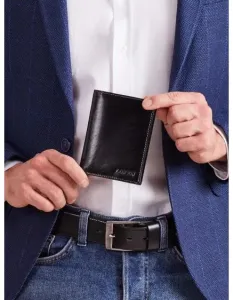Pánska čierna kožená peňaženka bez zapínania #1829521