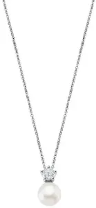 Lotus Silver Nežný strieborný náhrdelník s čírym zirkónom a syntetickou perlou LP1800-1 / 1
