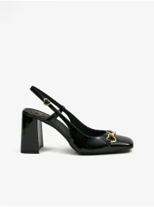 Čierne dámske kožené sandále na podpätku Love Moschino #5166264