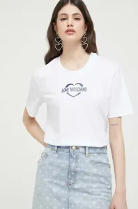 Bavlnené tričko Love Moschino biela farba