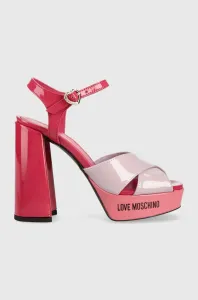 Kožené sandále Love Moschino San Lod Quadra 120 ružová farba, JA1605CG1G