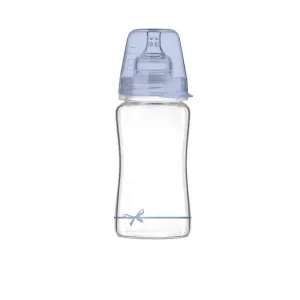 LOVI Baby Shower Glass Bottle Blue 3m+ 250 ml dojčenská fľaša pre deti