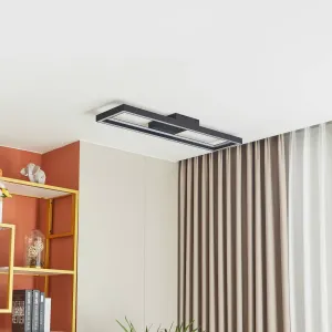 Lucande Smart LED stropné svietidlo Tjado, 100 cm, čierna, Tuya