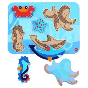 LUCY & LEO - 227 Morské živočíchy - drevené vkladacie puzzle 6 dielov