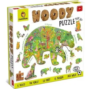 Ludattica Woody Lesné Zvieratká, drevené puzzle, 48 dielikov