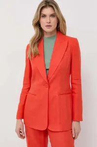 Ľanové sako Luisa Spagnoli oranžová farba, jednoradové, jednofarebné #7530460