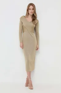 Šaty Luisa Spagnoli béžová farba, midi, priliehavá #8766158