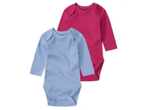 lupilu® Dievčenské body pre bábätká BIO, 2 kusy (74/80, modrá/ružovofialová)