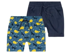 lupilu® Chlapčenské šortky, 2 kusy (86/92, vzor/navy modrá/modrá )