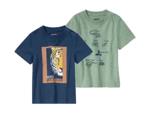 lupilu® Chlapčenské bavlnené tričko, 2 kusy (86/92, námornícka modrá/zelená)
