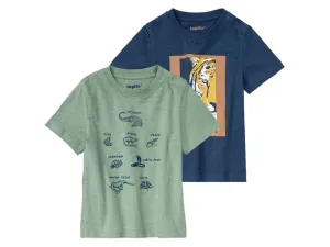 lupilu® Chlapčenské bavlnené tričko, 2 kusy (98/104, námornícka modrá/zelená)