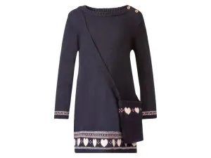 lupilu® Dievčenské pletené šaty, s pletenou taškou cez plece (86/92, námornícka modrá)
