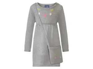 lupilu® Dievčenské pletené šaty, s pletenou taškou cez plece (86/92, sivá)