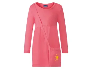 lupilu® Dievčenské pletené šaty, s pletenou taškou cez plece (98/104, ružová)